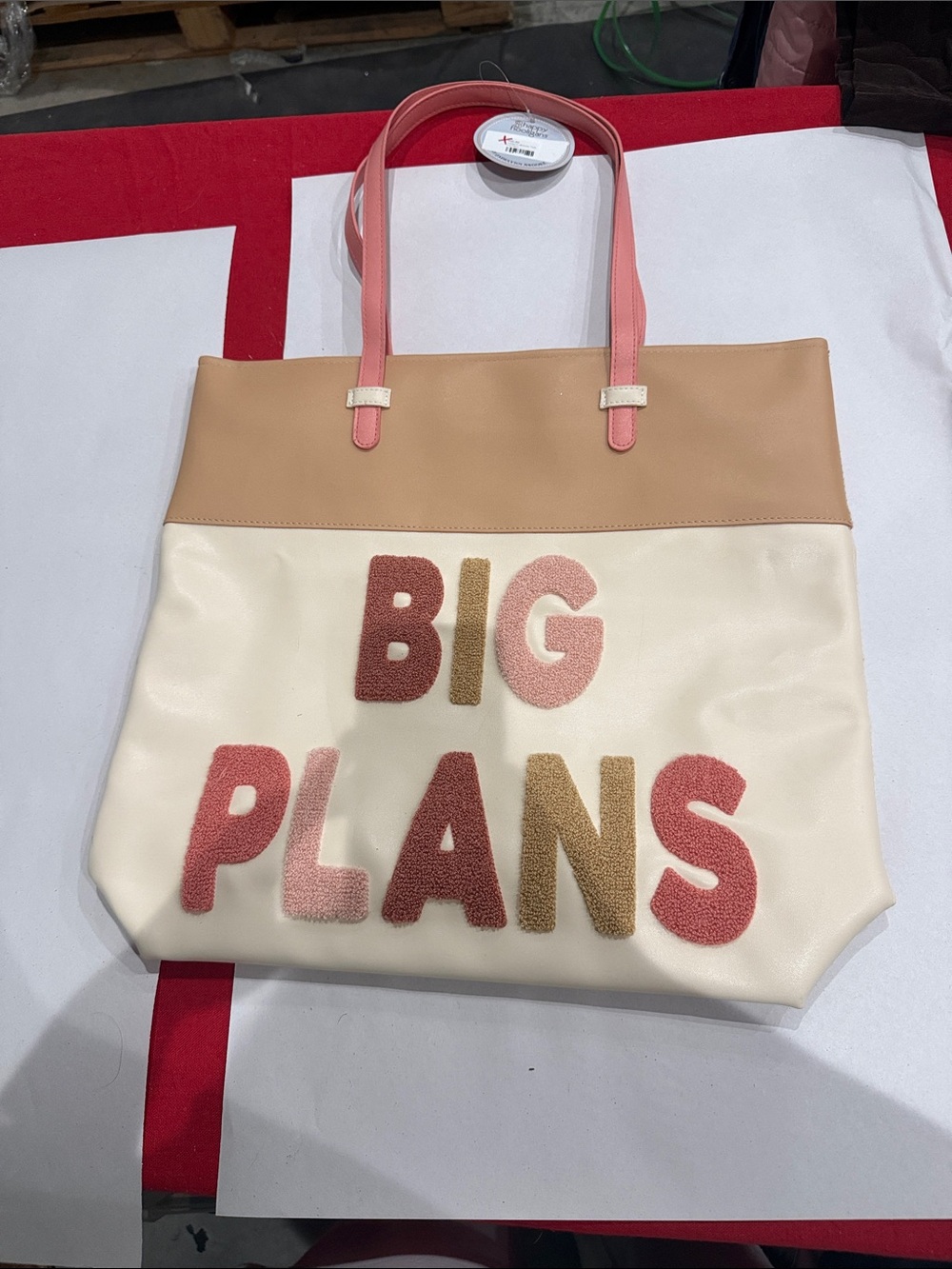 Jadelynn Brooke Cream, Tan & Pink 'BIG PLANS' Tote
